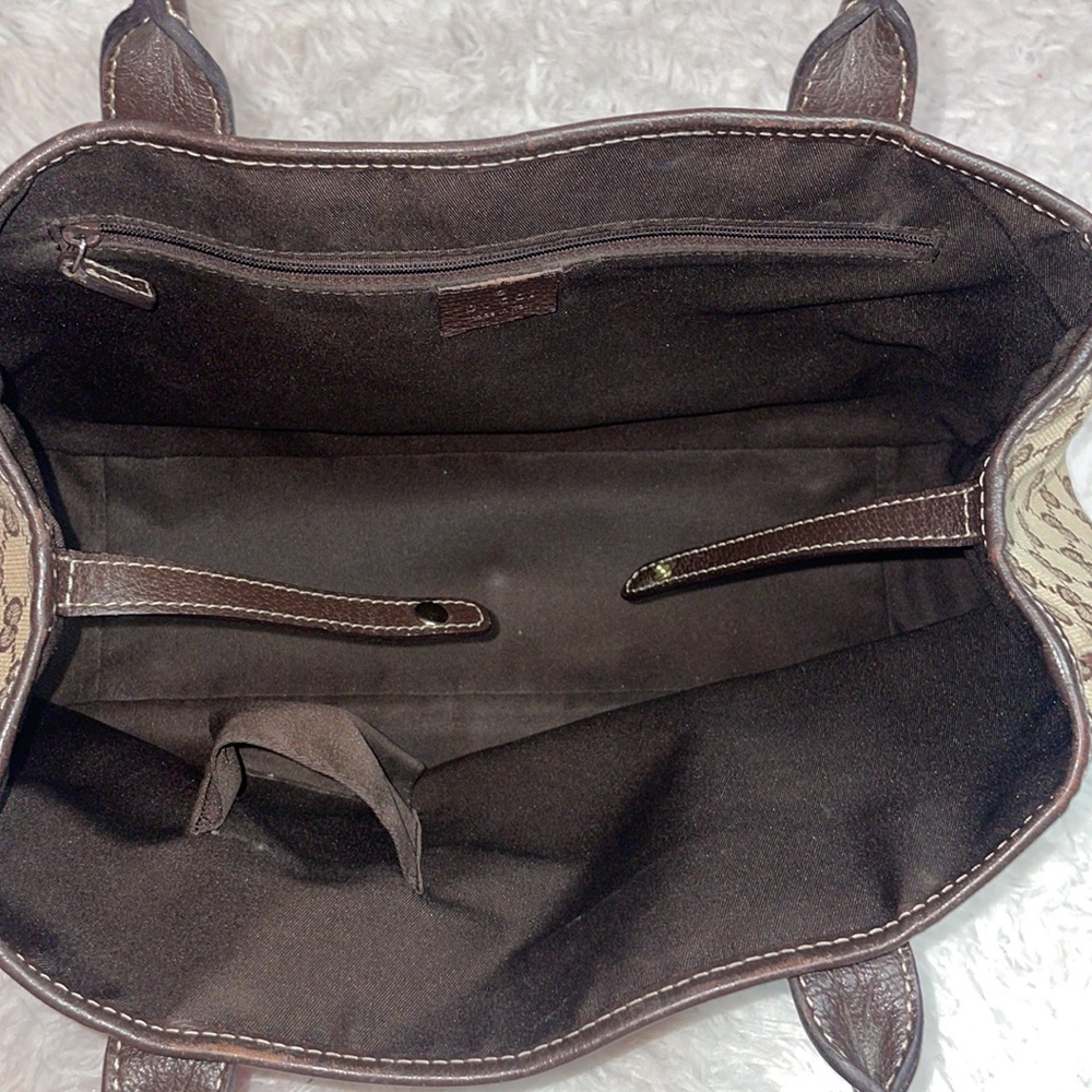 Gucci Princy Canvas & Leather Guccissima Monogram Medium Shoulder Tote Bag Brown - Picture 14 of 17